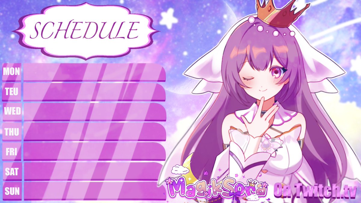 Nyabinya's tweet photo. I made @magiksora a stream schedule! I hope she likes it!!
#art #artso #schedule #vtuber https://t.co/VbFAAoR3df