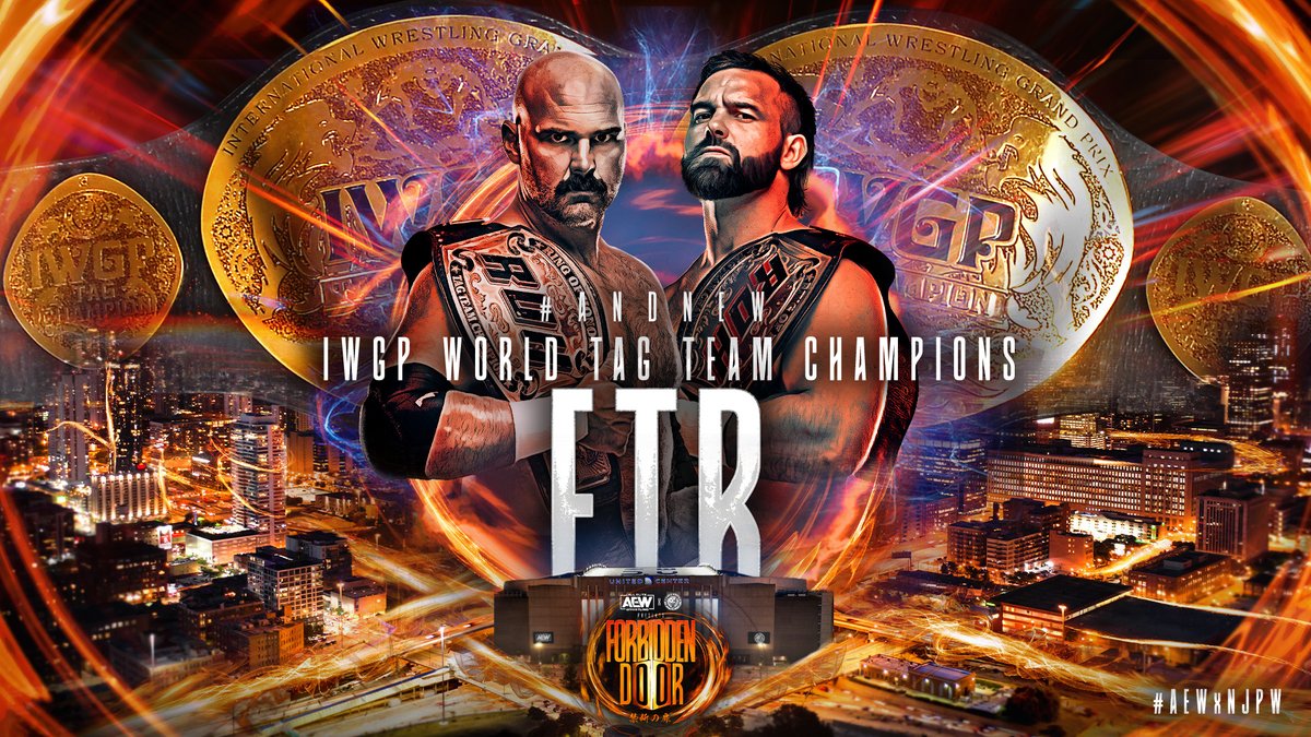 #ANDNEW IWGP World Tag Team Champions #FTR (@DaxFTR/@CashWheelerFTR)! #AEWxNJPW #ForbiddenDoor