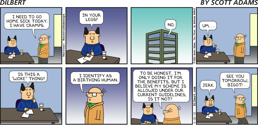 ShitterSecurity's tweet photo. #Wrongfacts detected
🥃🥃🥃
In order to get into the mind of your enemy, you must become your enemy. Leftists love LGBTQI+'s so much they must become transphobic, precipitating the wide-spread banning of this Dilbert
This acknowledgement of LGBTQI+rights is therefore disgusting https://t.co/KTxrEwWHlH