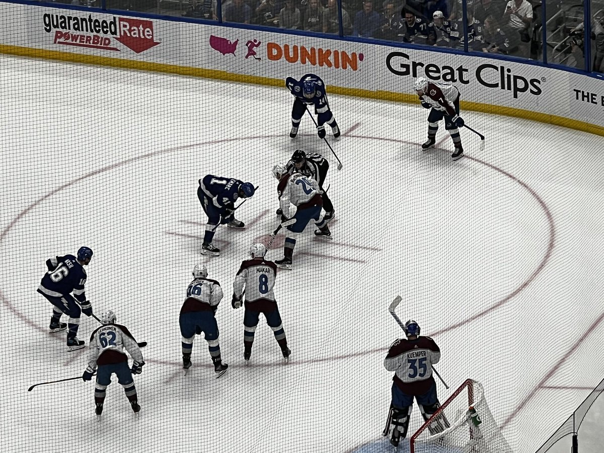 msdukie1997's tweet photo. 2022 Stanley Cup Final - Game 6: [C1] Colorado Avalanche at [A3] @TBLightning #GoBolts #StanleyCupFinal #3ethethunder https://t.co/g5uhGvfO86