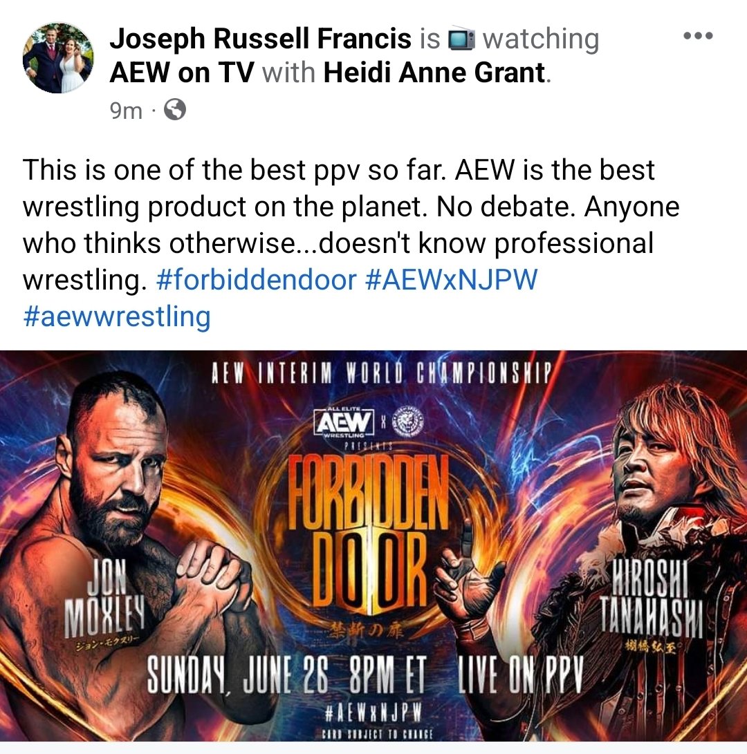 Amazing Professional Wrestling happening right now. #aew #forbiddendoor #wrestling #wrestleUNIVERSE