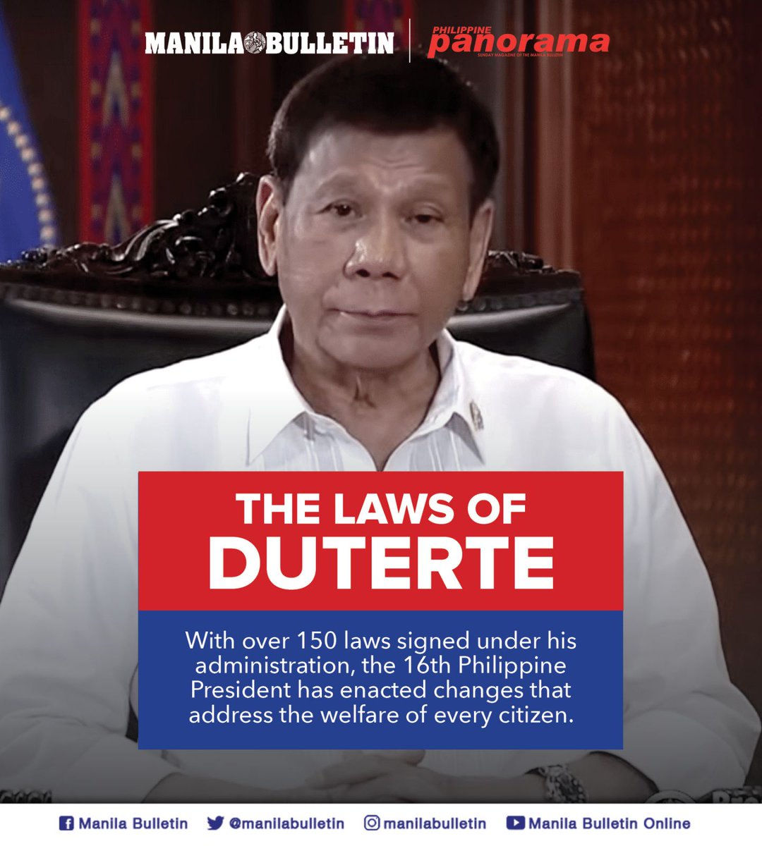 manilabulletin's tweet photo. President Duterte has empowered many sectors and institutions that govern our society, which ultimately benefits the lives of Filipinos one way or another.

Here are some of the outgoing administration’s top achievements.

READ: https://t.co/Z3xbuRH9oz https://t.co/R3sdFegG1P