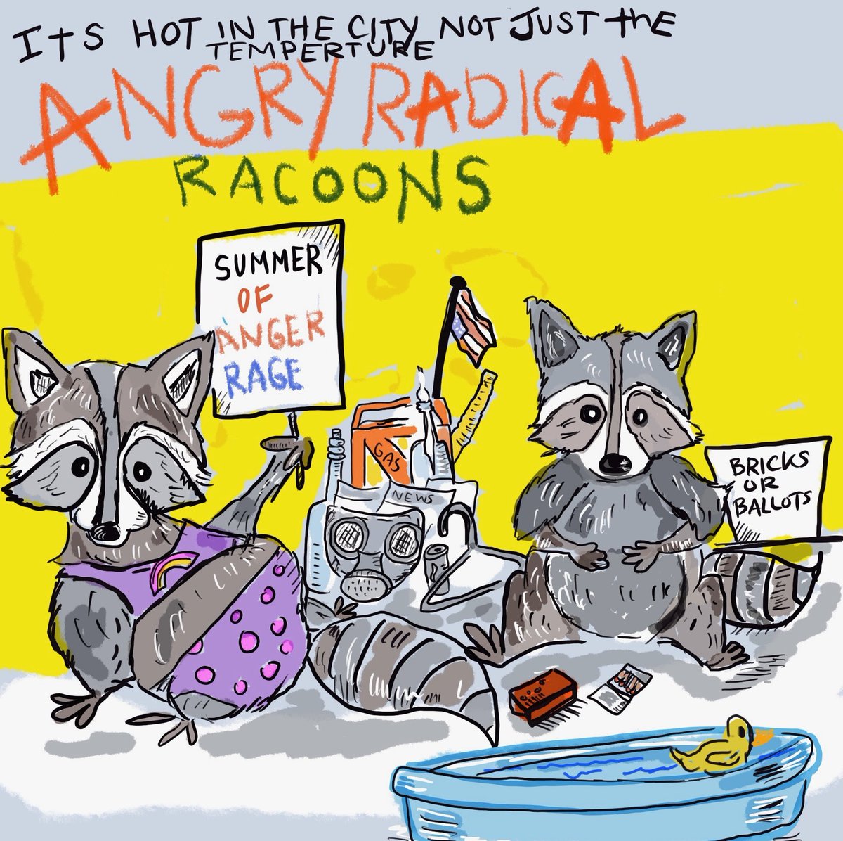 DuckPandemic's tweet photo. I’m going to call this the summer of rage #raccoon #portlandprotest #radicalpride #AbortionIsHealthcare #GayRights everything feels like it’s on the line .. It’s hOt 🥵 in the city 🌃 and I don’t just mean temperature 🤒! https://t.co/UHa4Gxw0tk