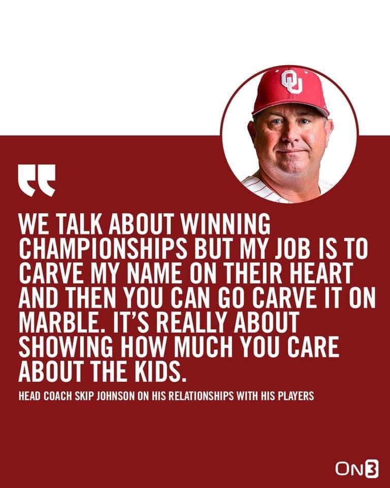 So PROUD of SkIp! Trust me, he has done his “job”!  LOVE THAT DUDE! <a href="/CoachJohnsonOU/">Skip Johnson</a>