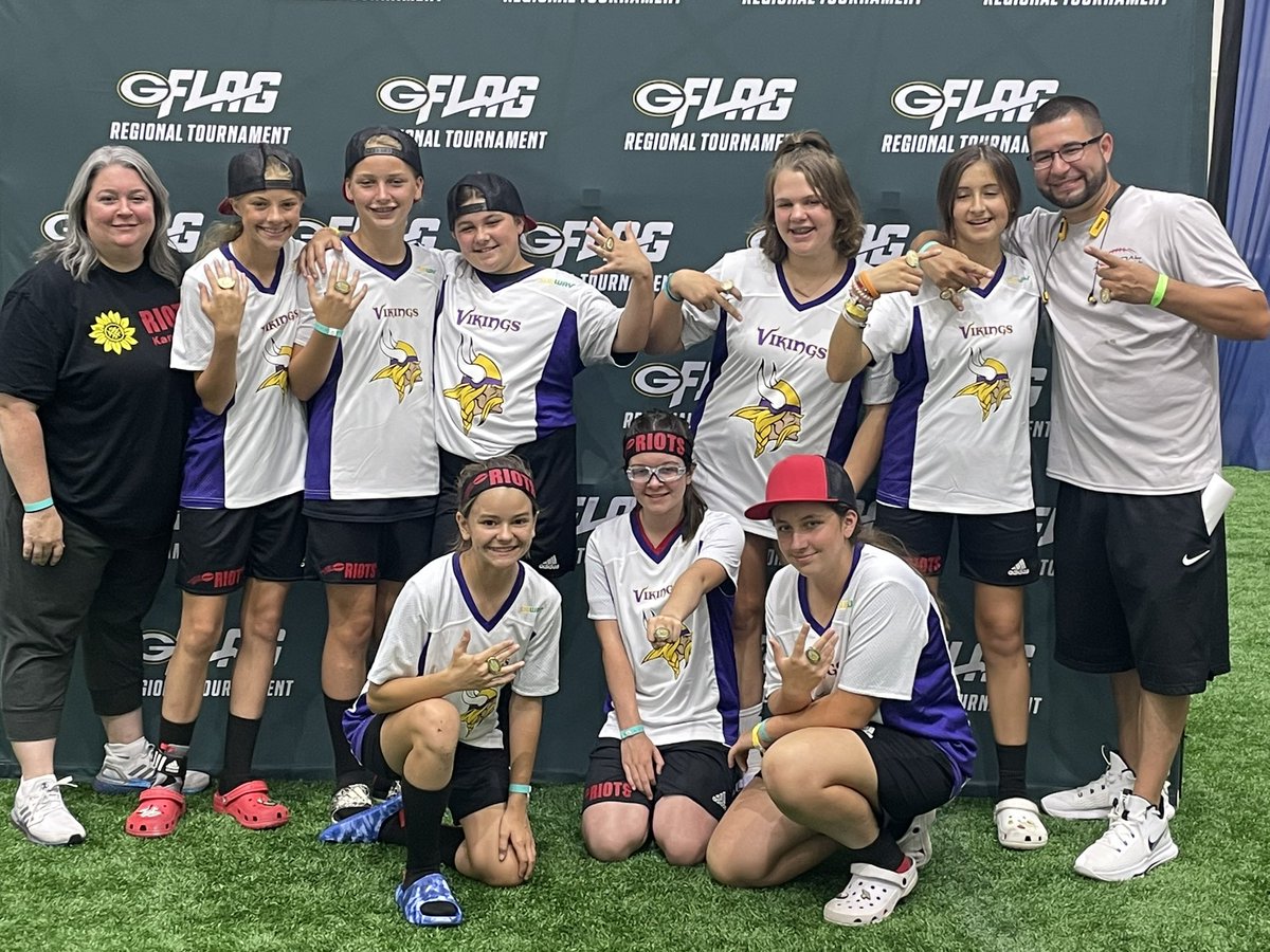 This weekend we traveled to Green Bay for the Flag Football Regional Tournament that Annika’s team the Riots, qualified for by winning the Divisional in KC a few weeks ago. 
Annika’s team was the only girls team in her age group, so they now get to go play at the Probowl!