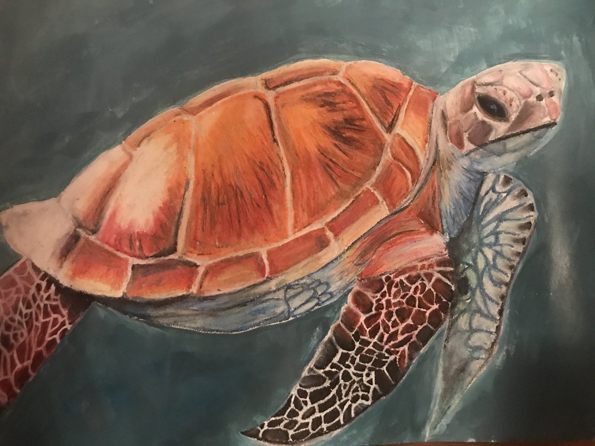 Ya, so my daughter made this oil pastel art piece as part of a project studying oceans. #proudfather #determination #artmatters