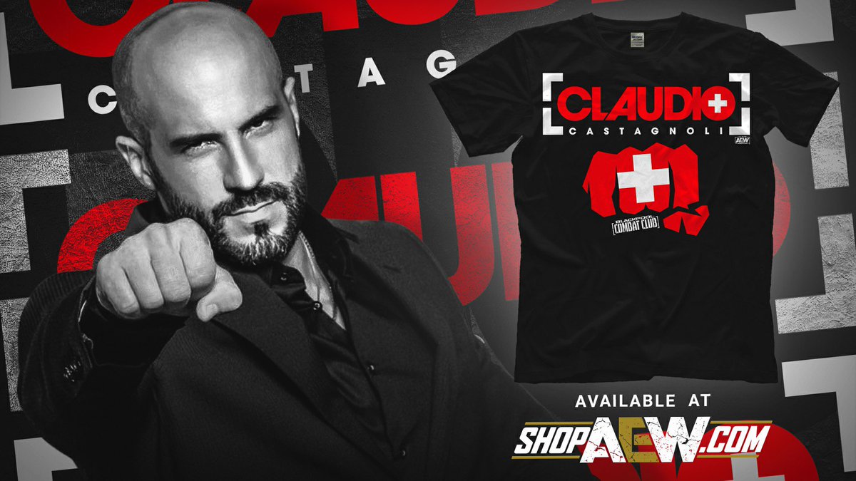 #ClaudioCastagnoli has arrived! Check out his shirt that just dropped at ShopAEW.com! #shopaew #aew #forbiddendoor
