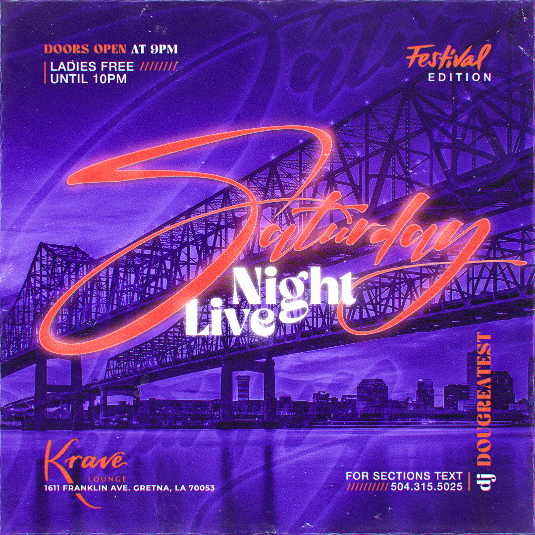 UrbanOrleans's tweet image. Essence Fest Weekend Lineup  @kraveloungenola ‼️  🔥🍾🥂
Tickets/Info: eventbrite.com/e/368655828507
504-315-5025 Eat. Sleep. Krave. Repeat!!

#TheKraveWay #KraveNola #KraveLounge #SaturdayNightLive #NolaNightLife #NolaBars #Nola #essencefest #essencefestival