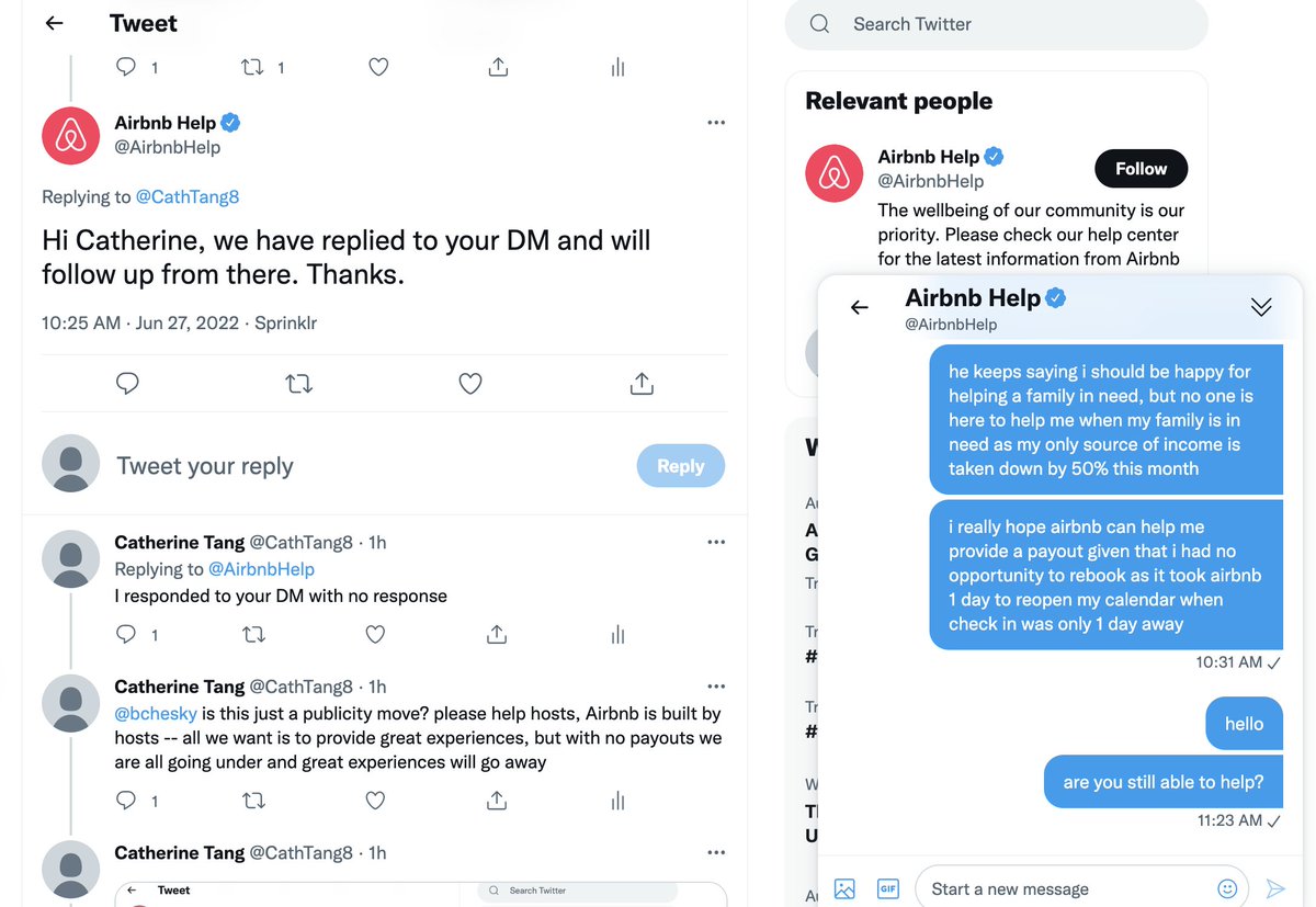 CathTang8's tweet photo. @AirbnbHelp @bchesky @jgebbia @capow14 Where is the accountability? Do you respond to your DMs or is it just a social media marketing tactic? Please stop taking advantage of #hosts https://t.co/sTVOtZ7f28
