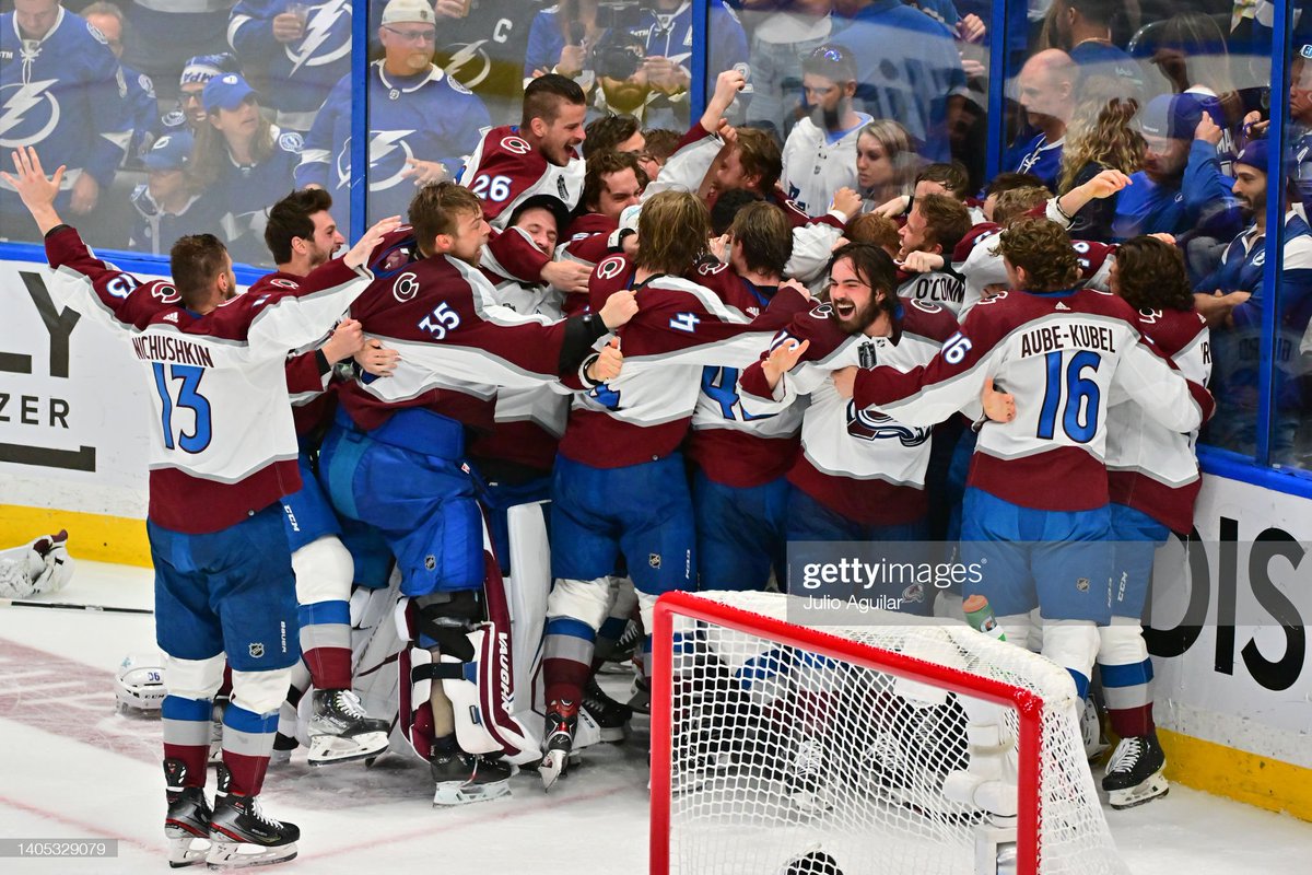 GettySport's tweet photo. The Colorado @Avalanche won their first #StanleyCup since 2001 with a 2-1 victory over the @TBLightning to take the series 4-2 at Amalie Arena in Tampa. @Christiankp21, Julio Aguilar, Dave Sandford/NHLI #NHL https://t.co/aDYAQHGnXi
