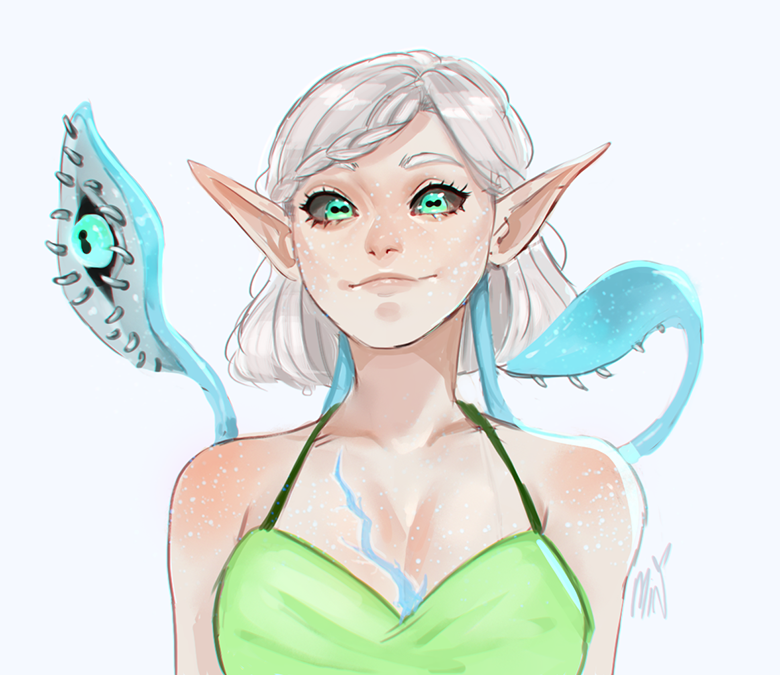 MintiBuni's tweet photo. commission for @Zibzock !! We love a cute eldritch corrupted elf!!! #dnd #ttrpg https://t.co/IsDzbmZwsO