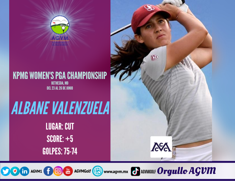 AGVM1's tweet photo. #AGVM | Resultado en la RONDA 4 de las golfístas profesionales del Valle de México que estan jugando el "KPMG WOMEN'S PGA CHAMPIONSHIP", torneo de la #LPGA
😎🏅🏆🤩⛳
#OrgulloAGVM
⛳ #AlbaneValenzuela
⛳ #GabyLopez
⛳ #MariaFassi
Más inf 👉🏾 https://t.co/LuyWimX85q https://t.co/Ldk42JiDj0