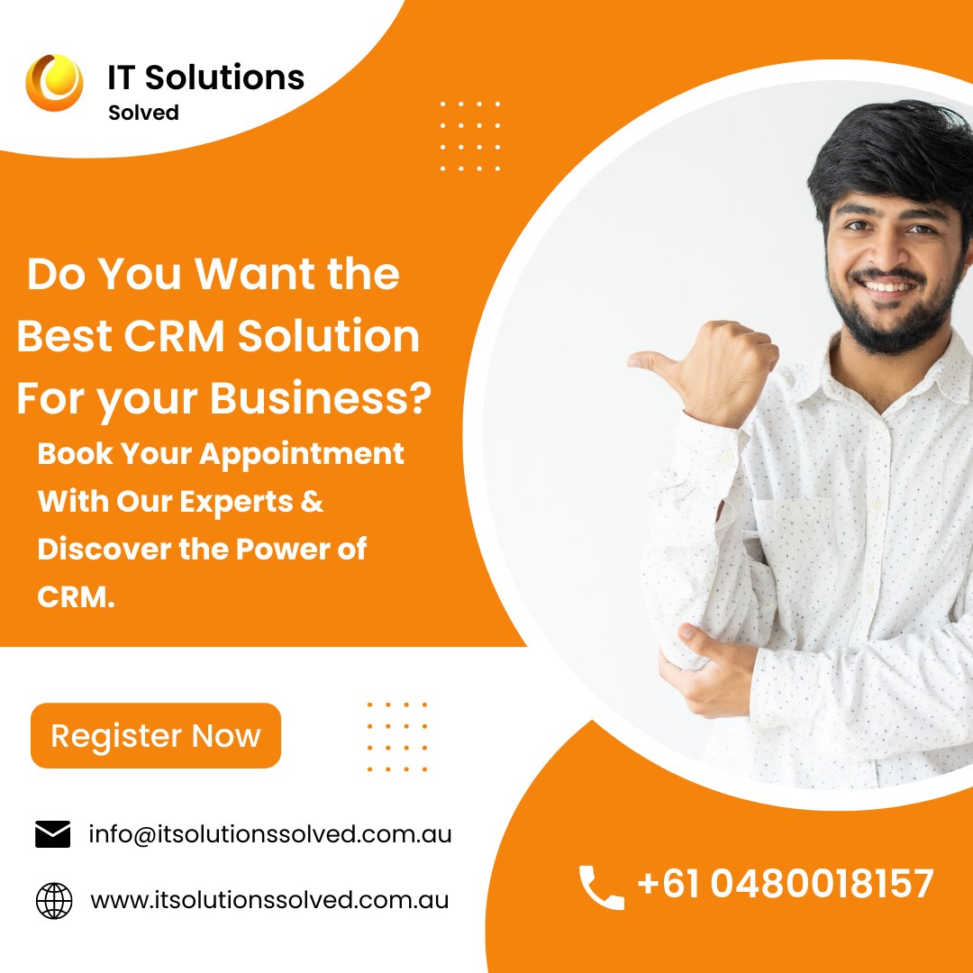 Our CRM solution experts help you choose the best CRM for your Business.
Don’t Wait! Book your consultation now & explore the power of CRM.
#crm
#implementcrm
#crmforsmallbusiness
#Zohocrm
#pipedrivecrm
#crmconsultants
#crmexperts
#Australia
#Melbourne