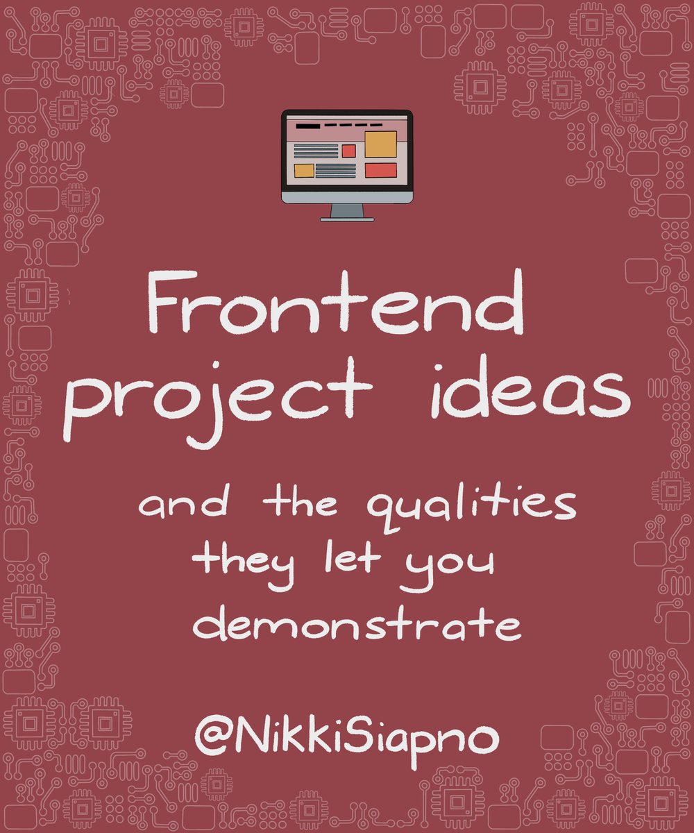 NikkiSiapno's tweet image. 📌 Frontend web development coding project ideas - And the qualities they allow you to demonstrate to technical leaders and hiring managers 🧵👇