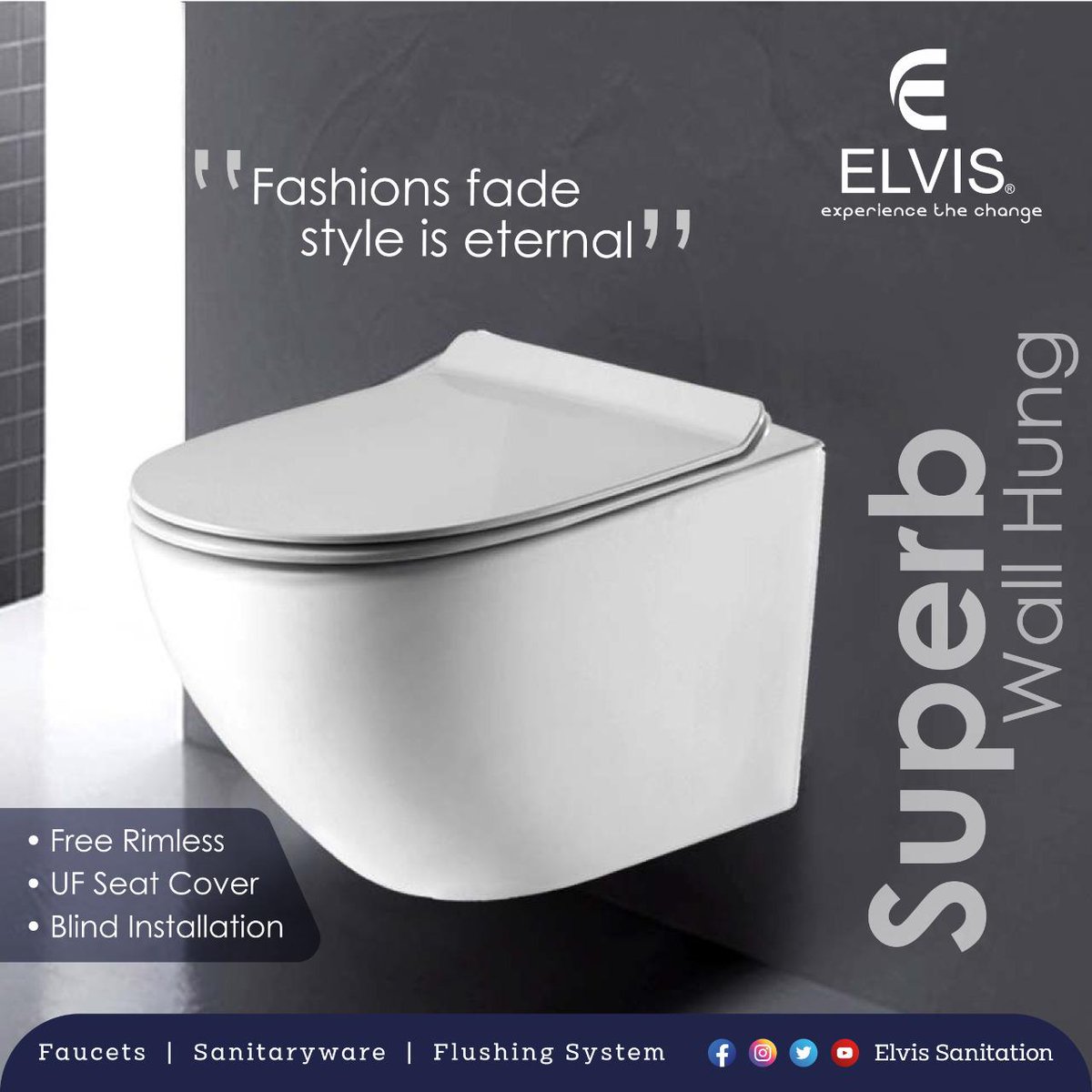 ElvisSanitation's tweet photo. "Fashions fade , Style is eternal"
𝗦𝗨𝗣𝗘𝗥𝗕 𝗪𝗮𝗹𝗹 𝗛𝘂𝗻𝗴
Free rimless - UF Seat Cover - Blind Installation
#elvissanitation #elvis #wallhung #sanitaryware #faucets #flushing #Superb #fashionstyle #rimless #ExperienceTheChange https://t.co/RA9qaMUjyx