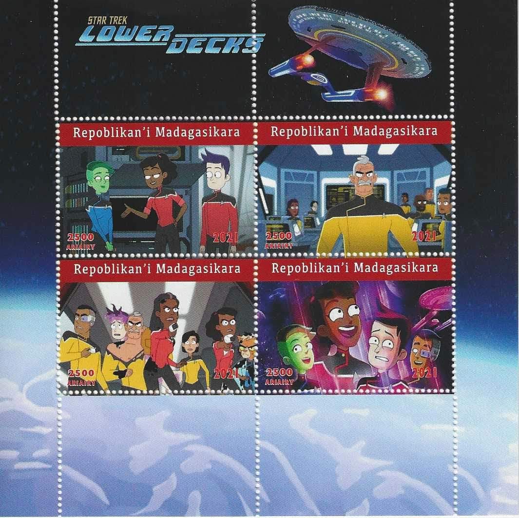 Chad Star Trek Stamps 2020 CTO First Contact Picard Riker Worf Movies 4v M/S 