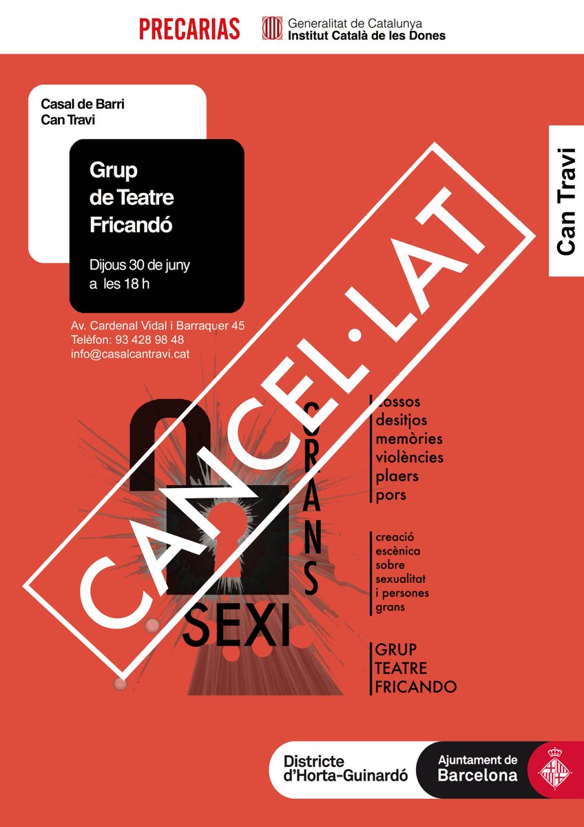 ciudadanoe's tweet photo. Cancel·lat l'estrena d'aquest dijous. Disculpeu les molèsties però per motius de salut de part de les integrants del #grupteatrefricando ens veiem forçades a cancel·lar l'estrena. Desitgem ràpida recuperació a les malaltes, i salut per a totes vosaltres. https://t.co/G6TrR3sdiX