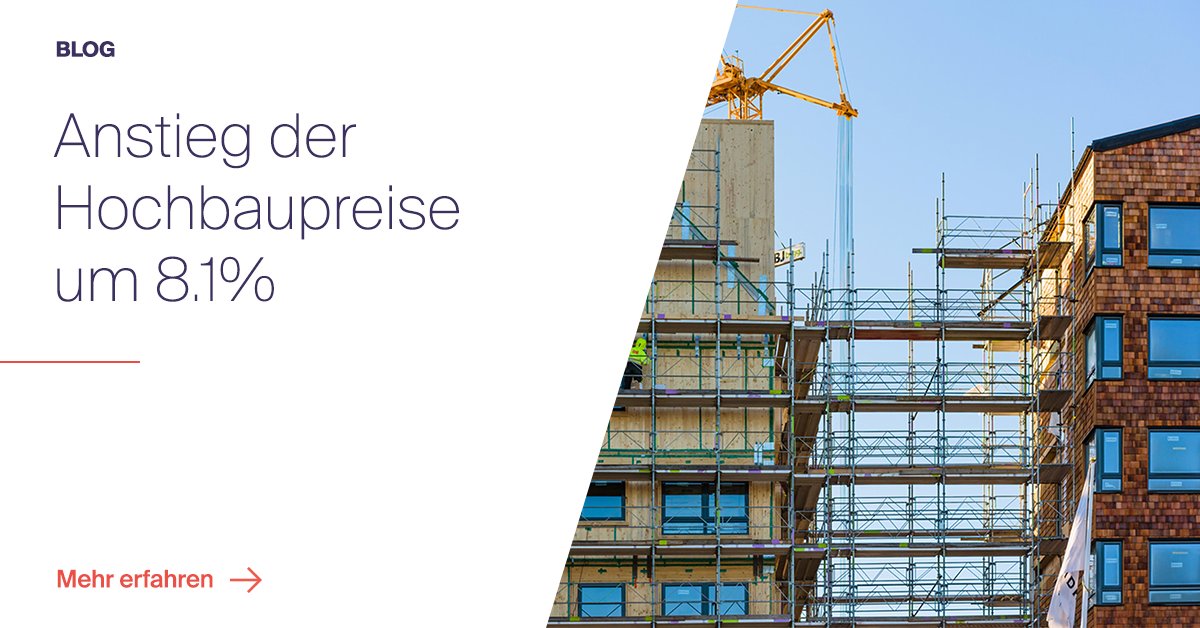 Der Baupreisindex weist für den Hochbau einen Anstieg von +8.1% gegenüber dem Vorjahr aus. Unsere Einschätzung: lnkd.in/esfswE9g
Neue Insights von <a href="/immo_oekonom/">Jörg Schläpfer</a>, Simon Lüthi, <a href="/weinert_rob/">Robert Weinert</a> 
#constructionprices #inflation #research #realestate #wuestpartner
