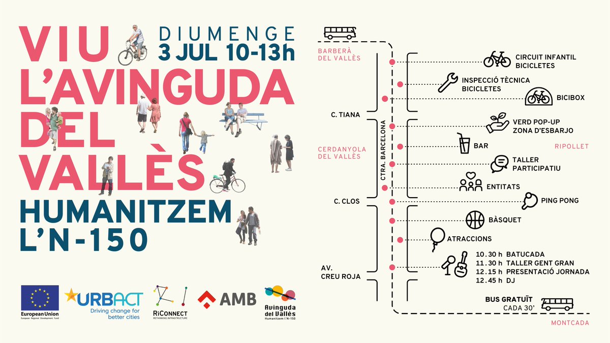 📣La carretera de Barcelona serà per als vianants per un matí

🎉La Festa ‘Viu l’Avinguda del Vallès. Humanitzem l’N-150’ serà el📅3 de juliol i es❌🚗tallarà al trànsit la carretera entre carrer Tiana i av Creu Roja, a on es duran a terme activitats

ℹ️ bit.ly/FestaAvingudaV…