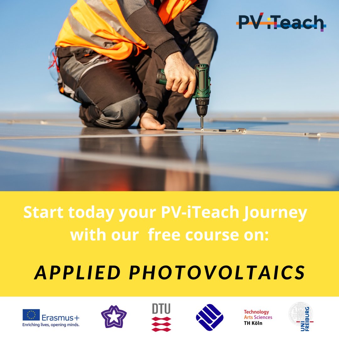 Learn from top European Universities' PV Gurus, Online, for free, at your own pace !
pv-iteach.eu 
<a href="/PV_iTeach/">PV- iTeach</a> @DalaUniversity <a href="/DTUtweet/">DTU</a> @th_koeln <a href="/UniFreiburg/">Universität Freiburg</a> <a href="/FraunhoferISE/">Fraunhofer ISE</a>  <a href="/Wirea4green/">Women In Renewable Energy Association, Nigeria</a>  <a href="/GlobalWomensNet/">GWNET</a>  <a href="/ISES_Solar/">ISES Solar Energy</a> <a href="/womenenergize/">Women Energize Women</a>
