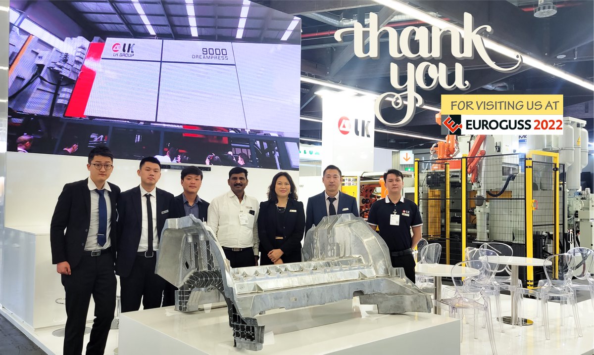 Once again, thank you for visiting us at Euroguss 2022.

Hope you enjoyed the visit! #LK #gigapress #gigapart #7200T #diecasting #turnkeysolutions #thankyou
