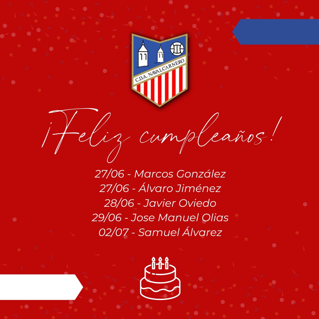 CanteraCdaNaval's tweet photo. ¡Muchas felicidades para los cuatro alumnos que cumplen años esta semana! 😃

¡Qué cumpláis muchos más y que os regalen muchas cositas! 🎉 https://t.co/tXfTnMwna8