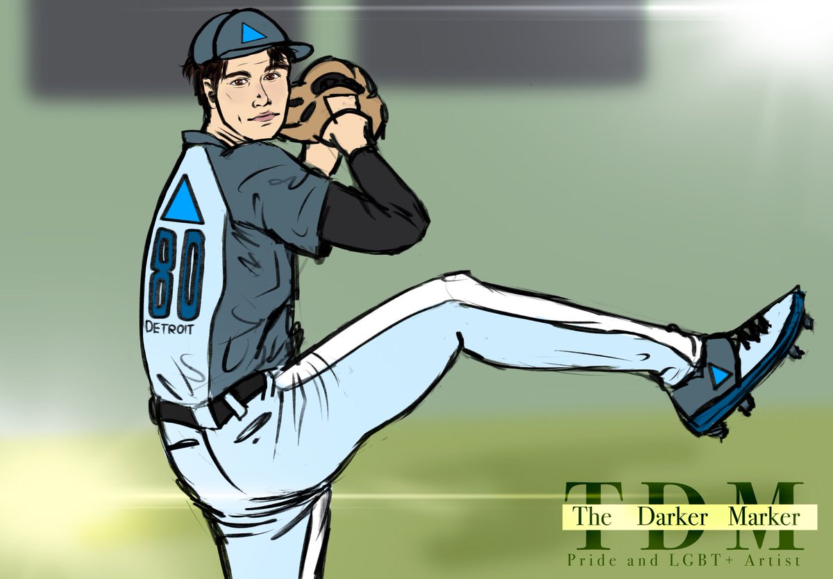 JasperTDM97's tweet photo. Baseball AU!? Connor is definitely a looker in those tight pants 😳👀. You can thank @DADFCKR for this brainrot. #dbh #fanart #baseball #dbhconnor #connor #rk800 #baseballau https://t.co/x1qsvQ9adD