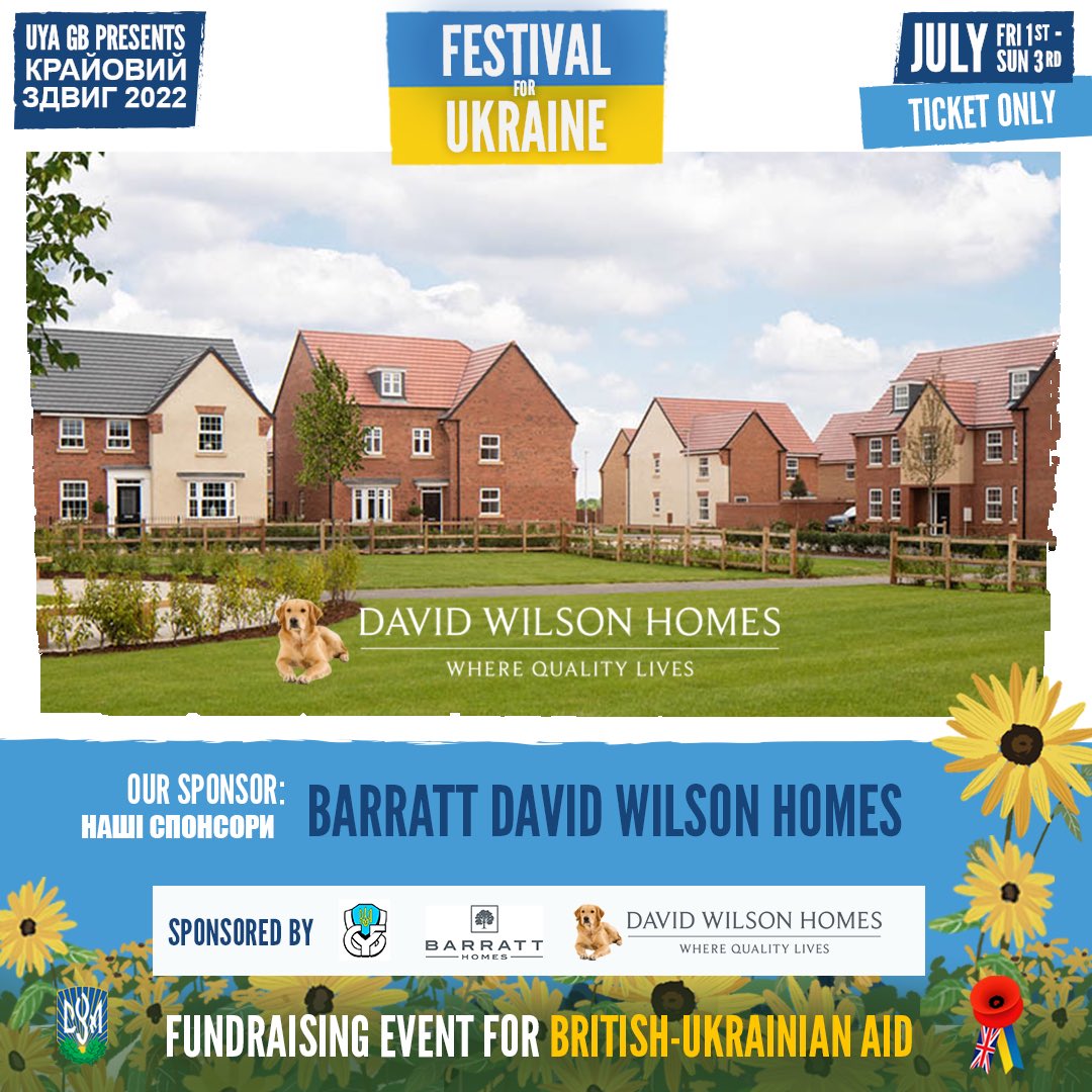 CYMGreatBritain's tweet photo. 🇬🇧We are delighted to announce that @BarrattHomes @DavidWilsonHome Homes are a sponsor for Krayovyi Zdvyh - Festival for Ukraine. Barratt David Wilson Homes are the UK’s largest house builder creating high quality homes and sustainable places. https://t.co/KegWZviBlP