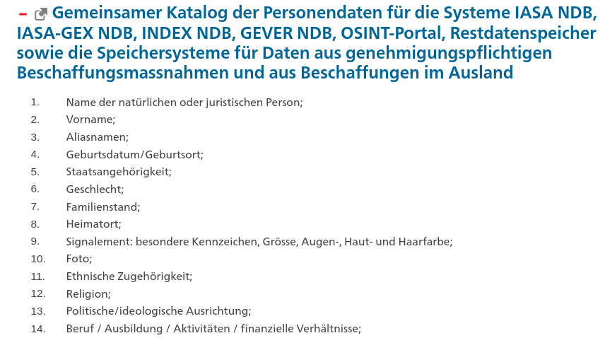 vecirex's tweet photo. Man kann getrost davon ausgehen, dass einige der #COVID19-Exponenten - einschliesslich Umfeld und entspr. Gruppierungen - in der Datenbank IASA-GEX NDB geführt werden, so wie das auf der Seite tönt.
Das kann umfassende Überwachung nach #VISNDB heissen. https://t.co/s570OHVqzv https://t.co/JcHKRsxioC