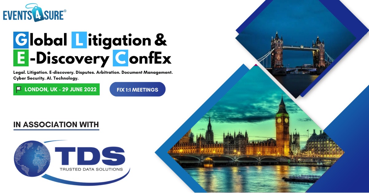events4sure's tweet photo. 02 Days to go for the Global Litigation &amp; E-discovery ConfEx in London, 29th June 2022.

@thetrusteddata on board as a In Association With Sponsor.

Event Venue: THE Queen Elizabeth II Centre, London

Sponsors &amp; Partners: https://t.co/Ar4JfGrANa

@thetrusteddata 
@events4sure https://t.co/QUHbVO81jX