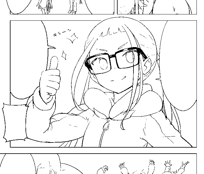 進捗。キャラのペン入れ終わったぜ 