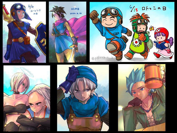 #今月描いた絵を晒そう
ちょっと早いですが
わりと描いてたので折角だから一枚に入れてみました!
ドラクエ編(主マル除く)です
偶然にも上半分が記念絵で埋まった😳 