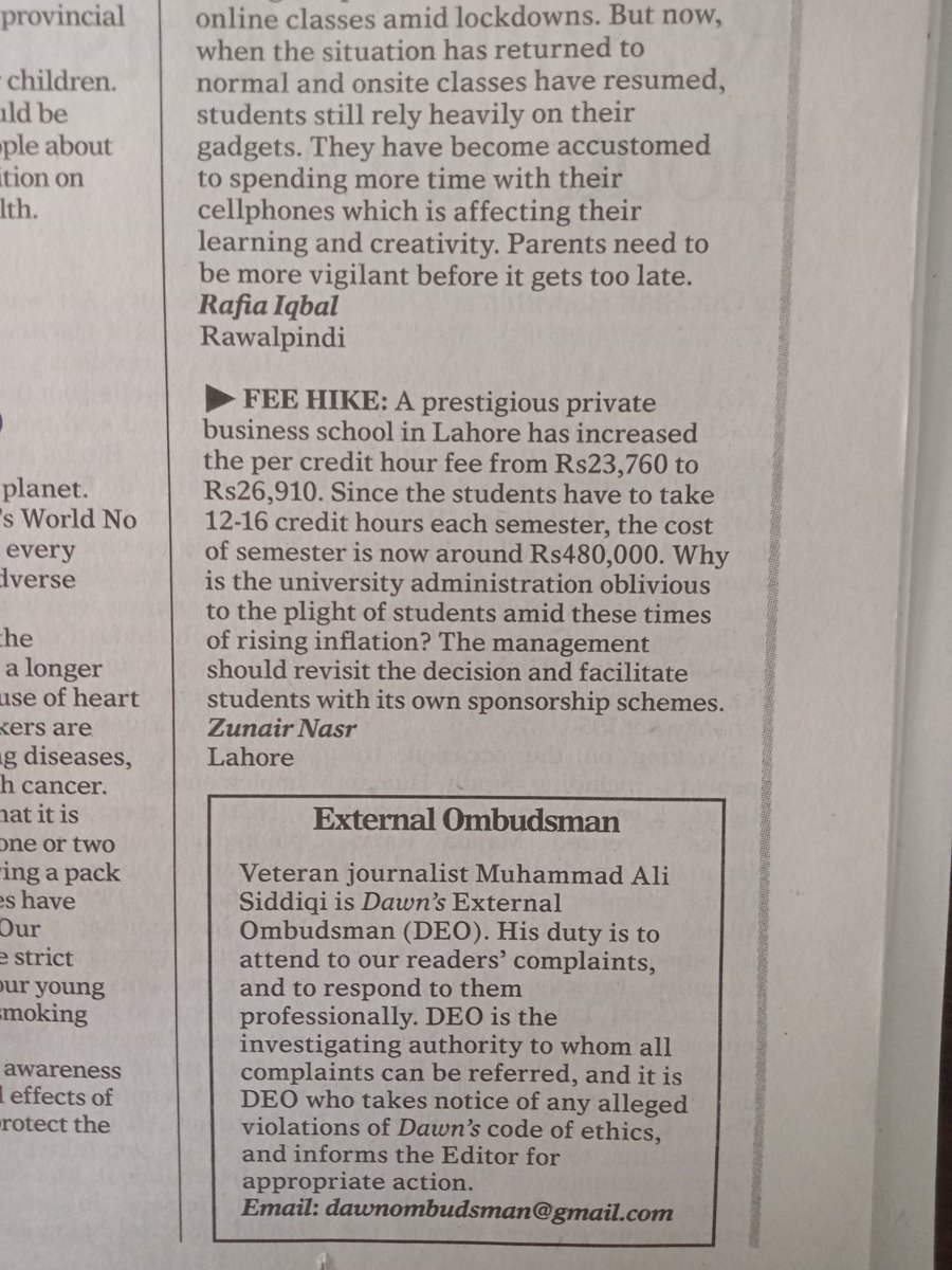 nasr_zunair's tweet photo. Why is the university administration oblivious to the plight of students amid these times of rising inflation? Lums administration must revisit its one sided decision while taking stakeholders in confidence.
#LumsFeeHike
#lums https://t.co/KA4FcS8D7x