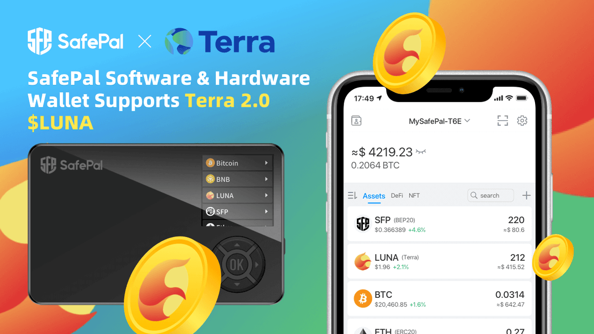 Support for @terra_money $LUNA 2.0 Tokens & DApp is now available🥳 Users  can now safely & conveniently store Terra $LUNA 2.0 assets within @iSafePal  Hardware Wallet & @iSafePal Software Wallet App 📱Download