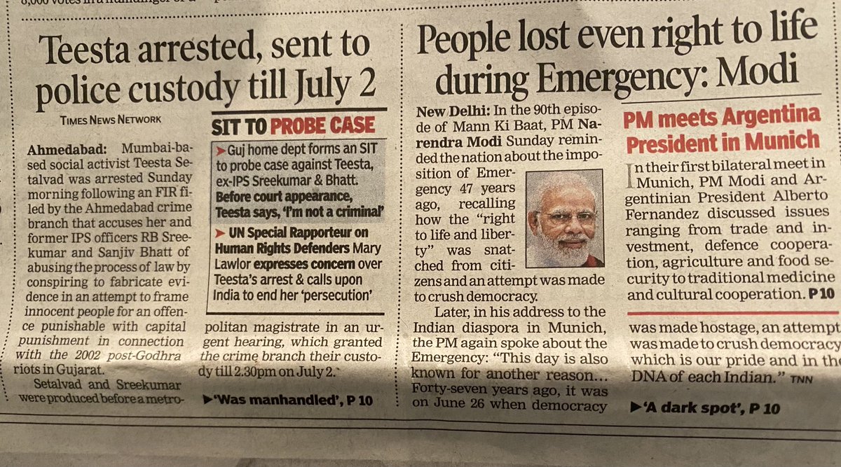 svaradarajan's tweet photo. Nice juxtaposition in today’s ⁦@timesofindia⁩ https://t.co/1GrvZ85uPH