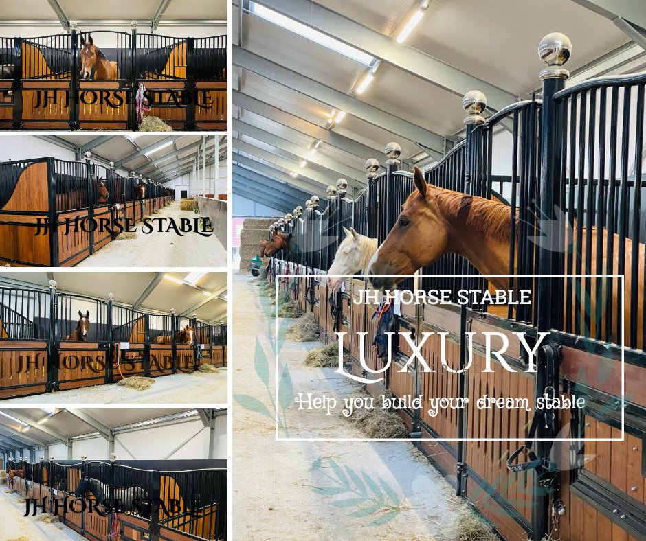 JHhorsestable's tweet image. JH horse stable export horse stables to more than 30 countries.
Model E-08 is a new style stable designed by JH horse stable. 
Elegant and practical, the double windows are safe and practical.
#horsefarm #stabledesign #equestrianlife #beautifulstables #horsestables #horsestall