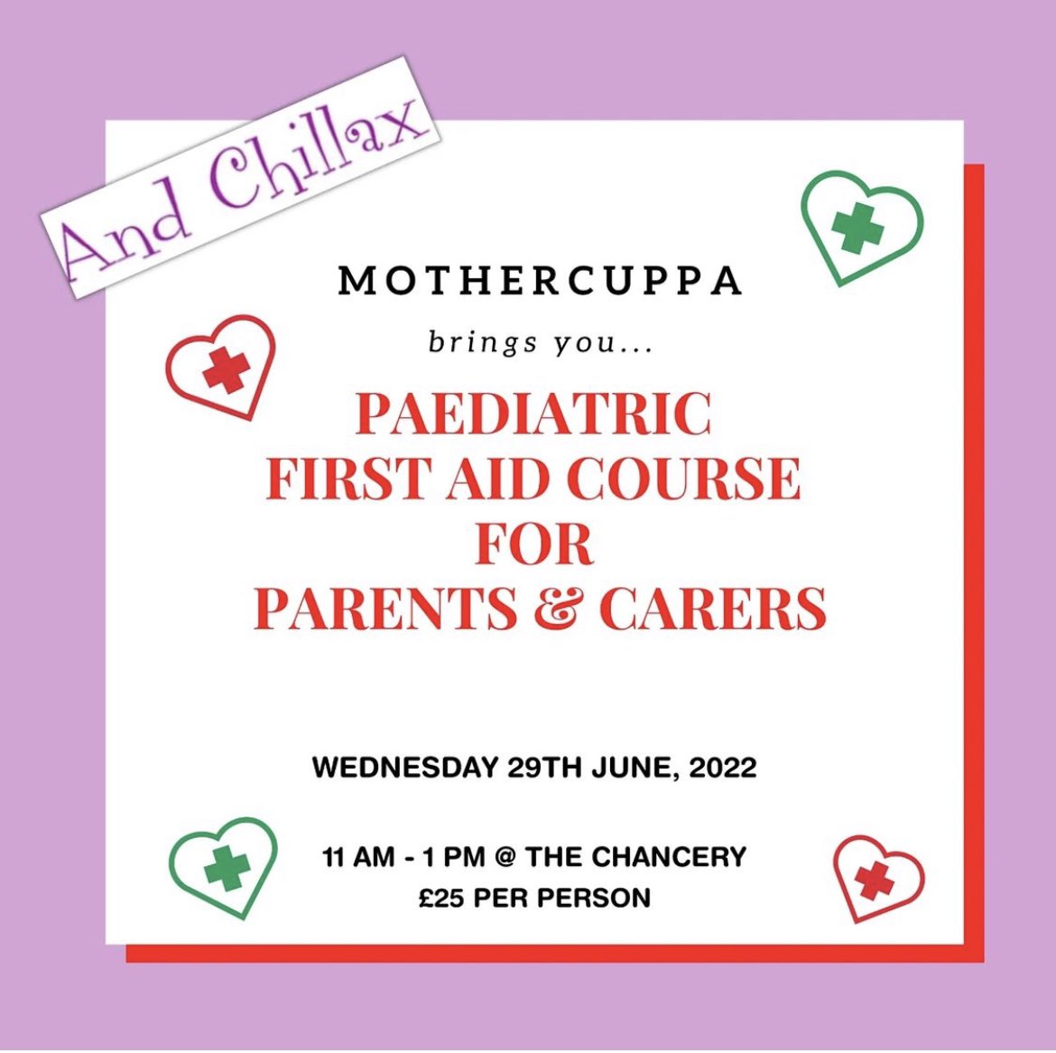 Still a few spaces on our Paediatric First Aid Course for Parents and Carers this Week <a href="/ChanceryBeck/">Chancery Beckenham</a>. To book your spot drop us an email at mothercuppa@gmail.com #firstaid #newbaby #beckenham