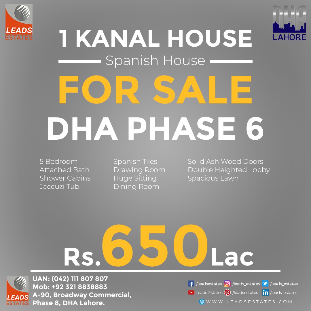 leads_estates's tweet photo. 1 Kanal Spanish 🏠House Available For Sale In DHA Phase 6 Lahore.
💴Demand: 650 Lac.
#LEADSESTATES 
#Lahore 
#DHA
#DHAHOUSE
#houseforsaleindha
#dhalahore
#1kanalhouseforsale
#1kanalhouse
#dhaphase6
#dhaphase6lahore
Contact Details 👇
📱+92 321 8838883
🌐https://t.co/l5MDHHRTCn https://t.co/1fWSLuW48y
