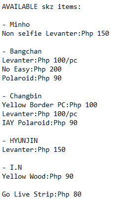 _wonustar's tweet photo. wts lfb ph

skz photocards &amp; polaroid

t. stray kids ph pola pc poca i am you iay yellow wood yw levanter go live strip bangchan minho changbin hyunjin i.n jeongin 

availability: https://t.co/WYFPIWFlxP
