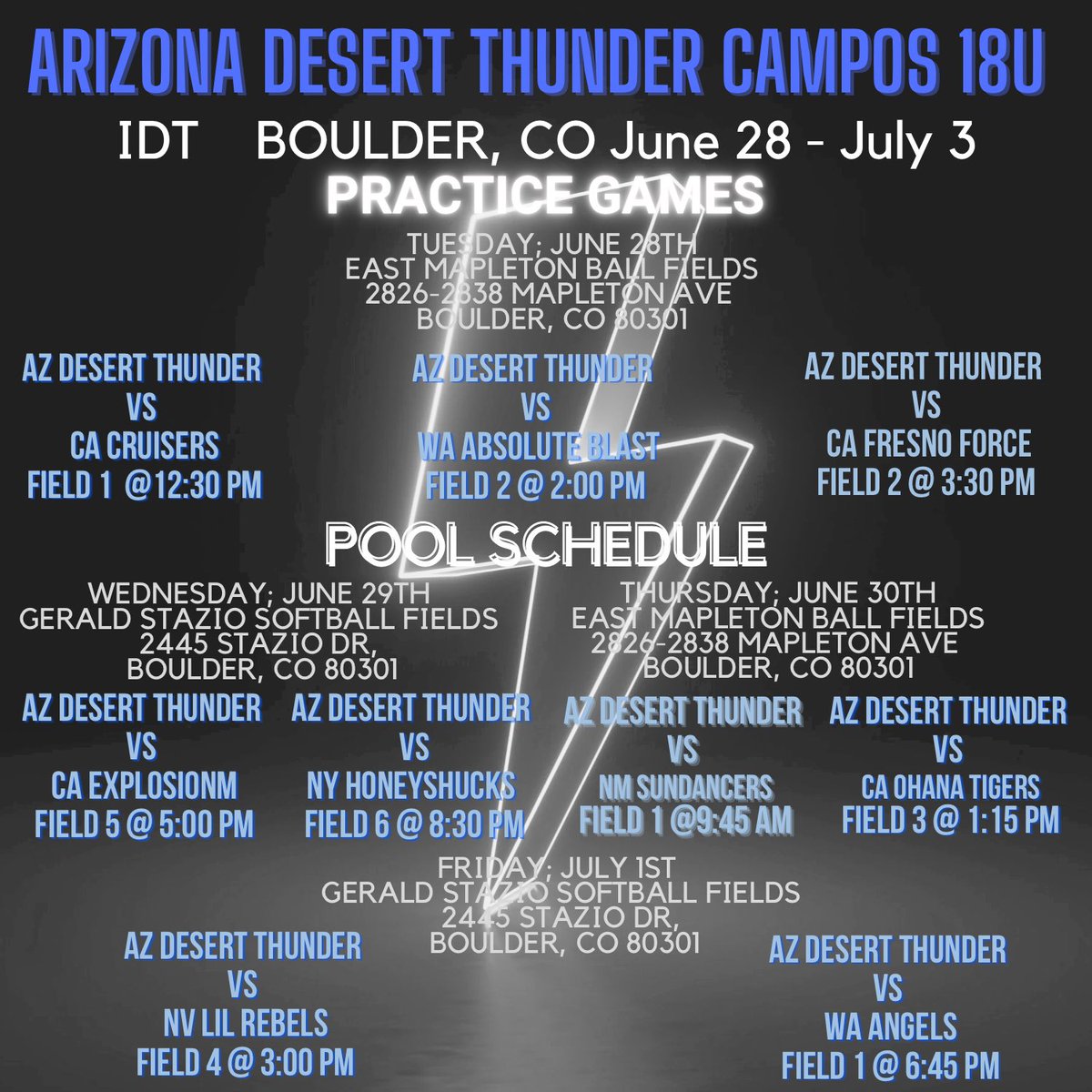 Hey if you happen to be at the <a href="/BoulderIDT/">Boulder IDT</a> this week, come check out <a href="/DT_Campos/">Desert Thunder Campos 18U</a> play. Three 2023's still open. Gonna be a great week!