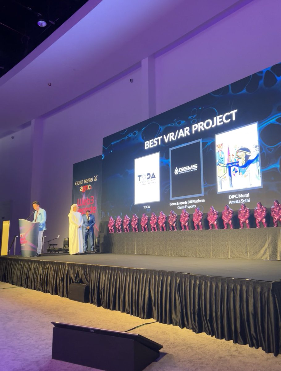 artbyamrita's tweet photo. 🥇Winning! Best Design Led #NFT Award 🥇for myDIFC Mural! Thanks @gulfnews! 
Nominated for 4 awards 
Most innovative NFT award - The AlphaBYTEs
Best #AR/#VR project - @DIFC #Mural 
Best collaboration NFT - @CBDUAE 
@Virtua_Art @jawadvirtua @CryptoOasisUAE https://t.co/yUg6dGcKPP