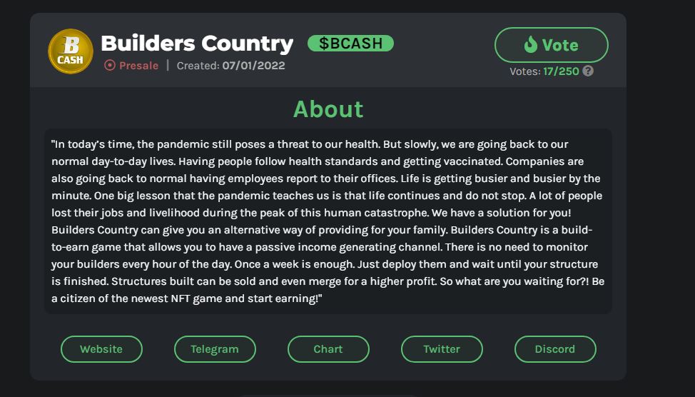 #builderscountry #Build2Earn #build2earn #howtoearnmoneyonline #howtoearn #howtoearnmoney #howtoearnonline #howtoearnmoneyfast #howtoearnextramoney #howtoearnmoneyathome
watcher.guru/coin/builders-…