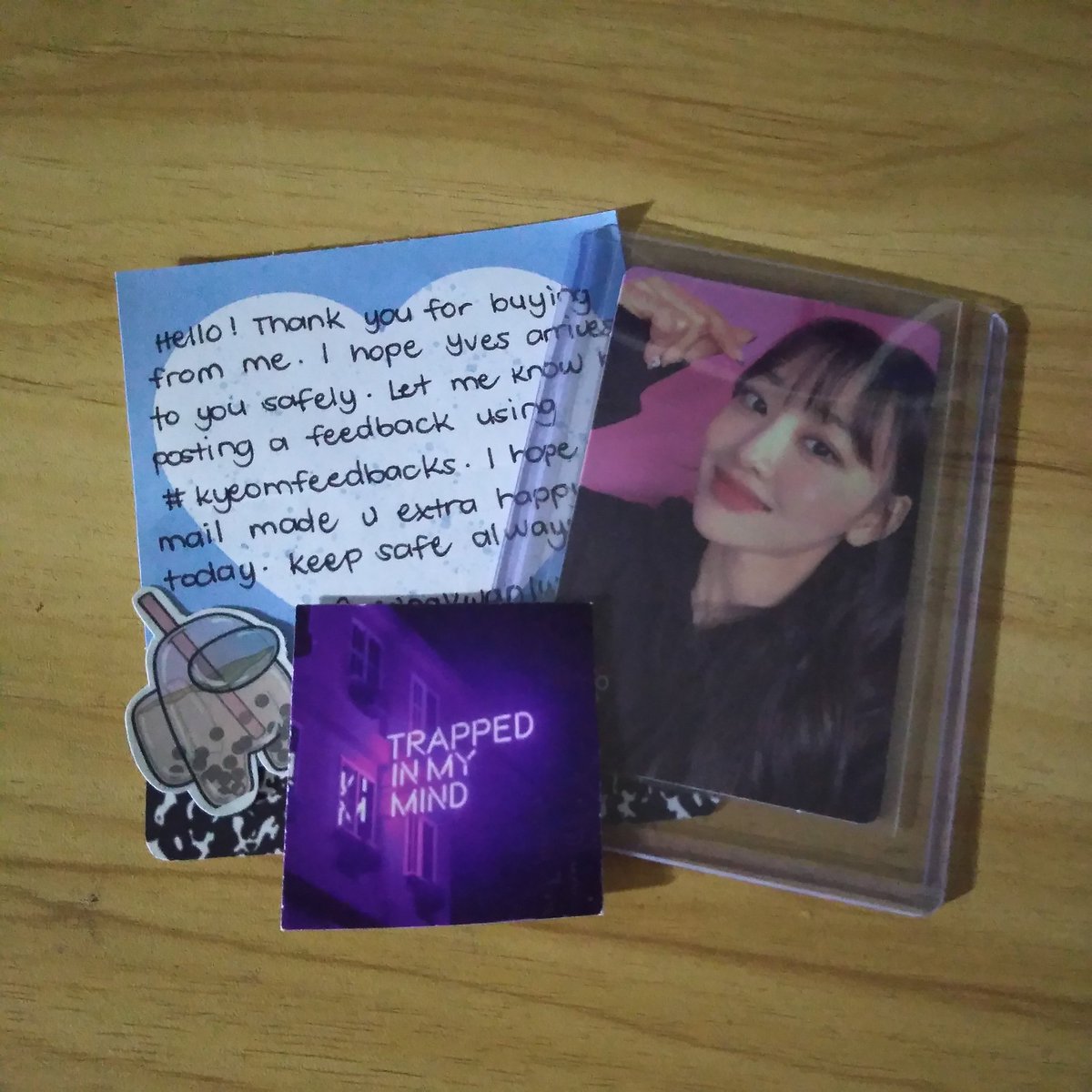 arukantara_'s tweet photo. hi! @seungkwanluvr yves arrived home today!! thank u for packing safely + freebies ^^ #kyeomfeedbacks https://t.co/AjrSAZZKwF