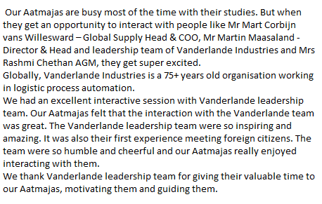 AatmajaF's tweet photo. Vanderlande Industries Leadership Team visited Aatmaja Foundation office- https://t.co/zaLmu3clXi