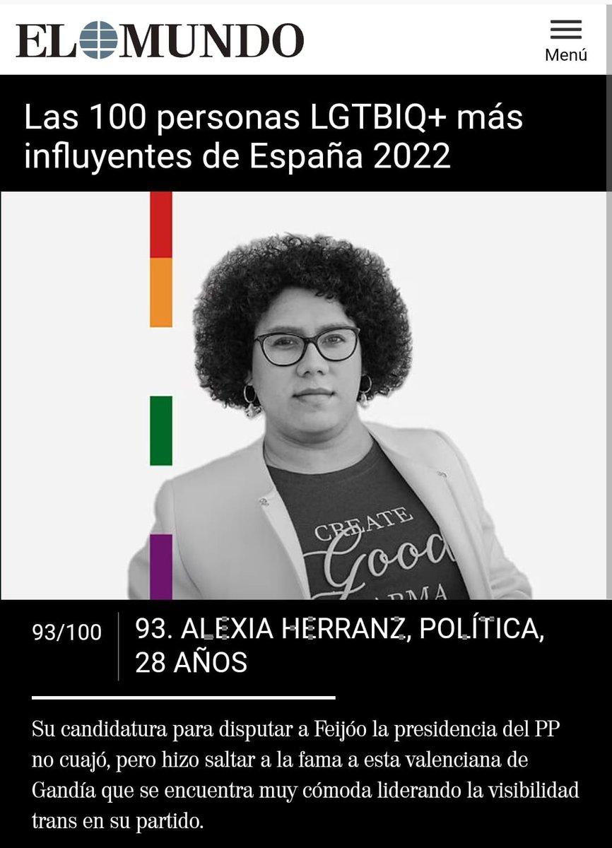 Nuestra compañera Alexia Herranz <a href="/aleissa_69/">Alexia Herranz</a>
 de Contigo Gandía la destacan en <a href="/elmundoes/">EL MUNDO</a> , entre los100 LGTBI+ más influyentes de España.
elmundo.es/album/loc/famo…