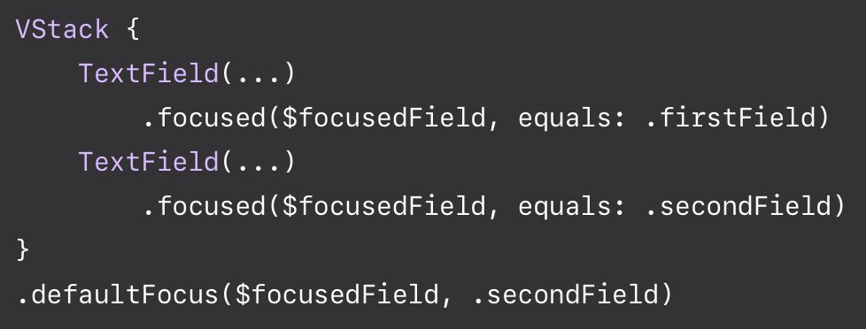 FloWritesCode's tweet photo. SwiftUI in iOS 16 now has a way to autofocus!

Learn more: https://t.co/qCXT8hQUAl https://t.co/RZHpc7zaSC
