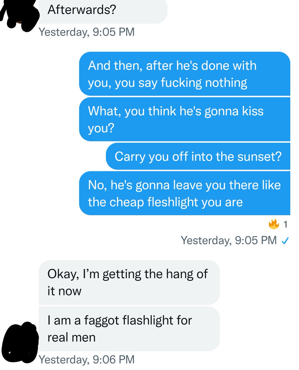 Spent way too much time talking to a f@g who refused to either go straight or become a full f1nsub.... I.E. a waste of space in my book. At least I got him drooling over some REAL men for a change~
