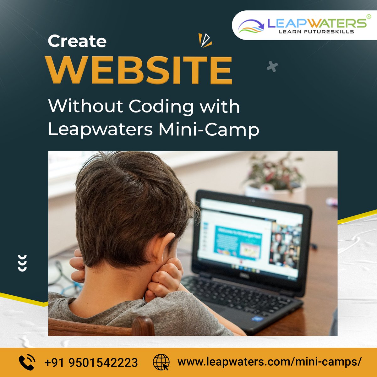 Leapwaters_com's tweet photo. Leapwaters’ Mini Camps are concise and precisely structured short courses for learning new skills and finding your interests. 
To know more contact us today at +91 9501542223
or
Visit our website: https://t.co/kfpltlt9Py https://t.co/UcCL9Xp8mP