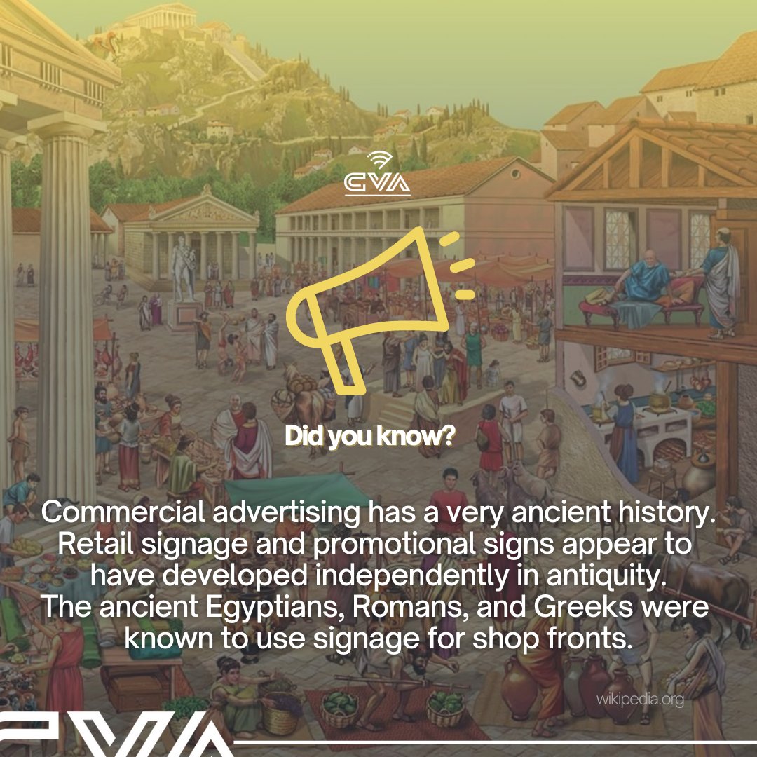crackerjacksva's tweet image. Did you know?🤔

📺Commercial advertising has a very ancient history.🗣️

Retail signage and promotional signs appear to have 
developed independently in antiquity.

Website ------ crackerjacksva.com

#friday #Bookkeepingwork