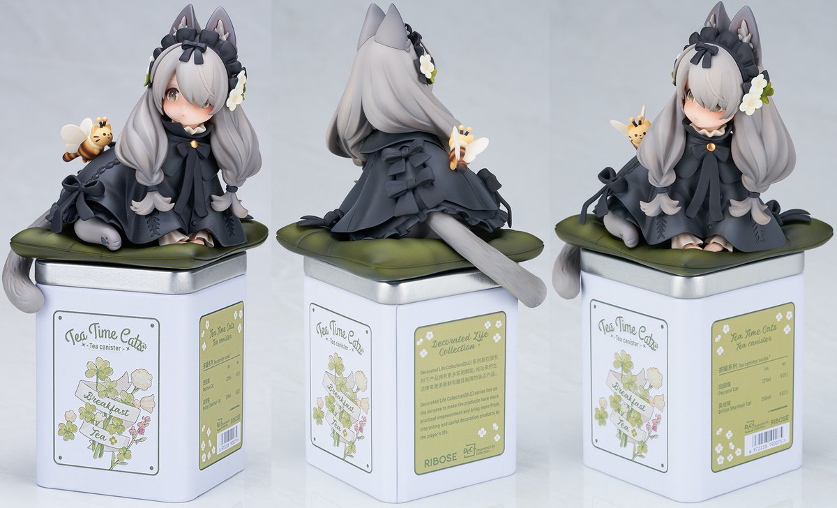 hlj_jp_bishoujo's tweet photo. ＃Ribose『DLC(＃DecoratedLifeCollection)シリーズ ティータイム キャッツ ブリティッシュ ショートヘア』4月発売！
＃ブリティッシュショートヘア を擬人化した猫耳少女!
フィギュアとしての装飾性だけでなく茶筒も実際に使用可！
可愛い猫の少女たちと一緒に午後の茶会を！
https://t.co/T72OwZuwl2 https://t.co/DxIieraiIR